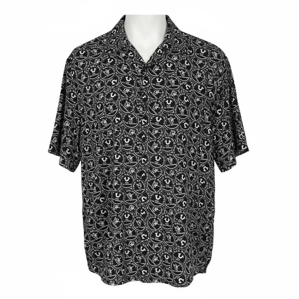 NWT True Religion Men’s Black and White Casual Shirt XL